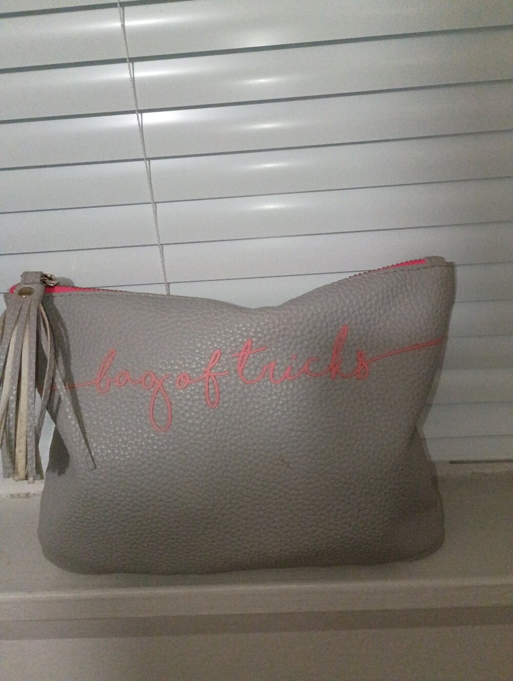 Women Bags Gray Pouch with Pink Script - Unknown Brand